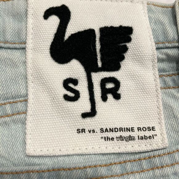 Free People NWT Sandrine Rose distressed light wash denim shorts neon zipper 26 - Picture 8 of 9